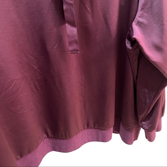 Lane Bryant Maroon Satin Lace Detail Sweatshirt Style Ties at Back Neck Sz 26 - Picture 11 of 13